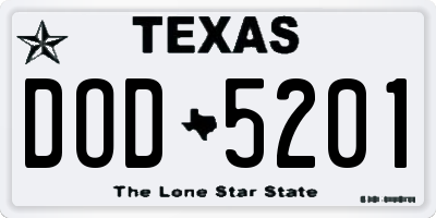 TX license plate DOD5201