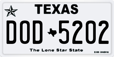 TX license plate DOD5202