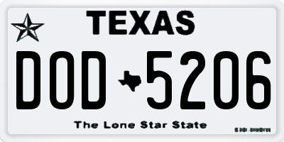 TX license plate DOD5206