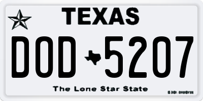 TX license plate DOD5207