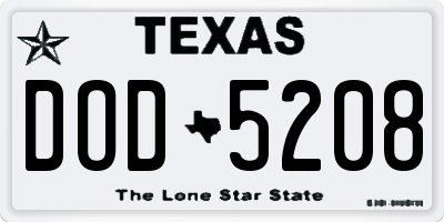 TX license plate DOD5208