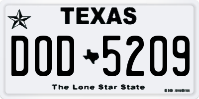 TX license plate DOD5209