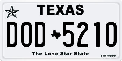 TX license plate DOD5210