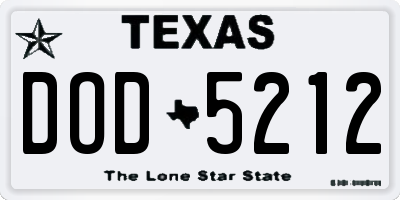 TX license plate DOD5212