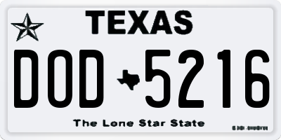 TX license plate DOD5216