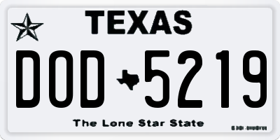 TX license plate DOD5219