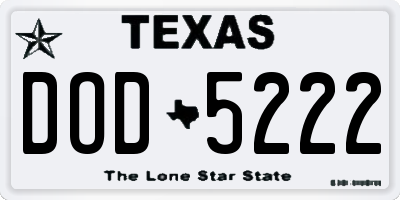 TX license plate DOD5222