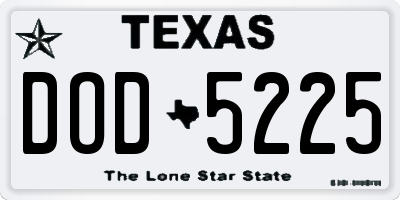TX license plate DOD5225