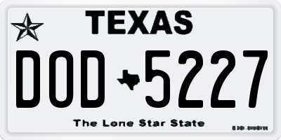 TX license plate DOD5227