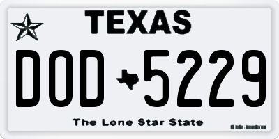 TX license plate DOD5229