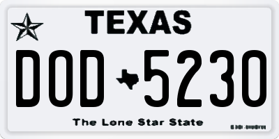TX license plate DOD5230