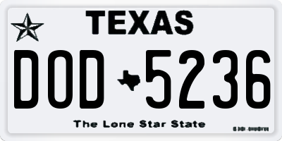 TX license plate DOD5236