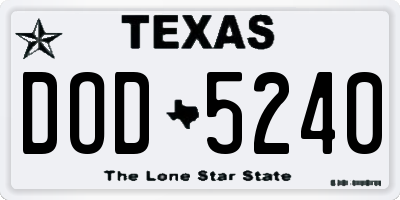 TX license plate DOD5240