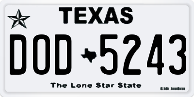 TX license plate DOD5243