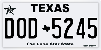 TX license plate DOD5245