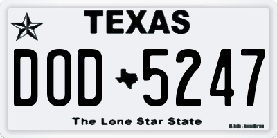 TX license plate DOD5247