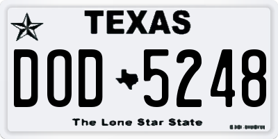 TX license plate DOD5248