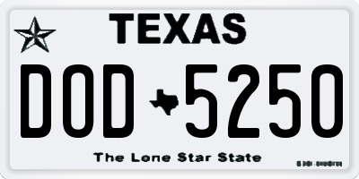 TX license plate DOD5250