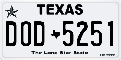TX license plate DOD5251