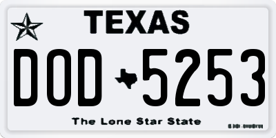 TX license plate DOD5253