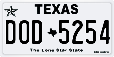 TX license plate DOD5254