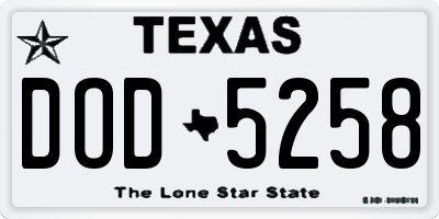 TX license plate DOD5258
