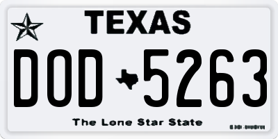 TX license plate DOD5263