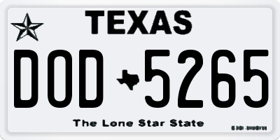 TX license plate DOD5265