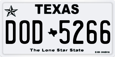TX license plate DOD5266