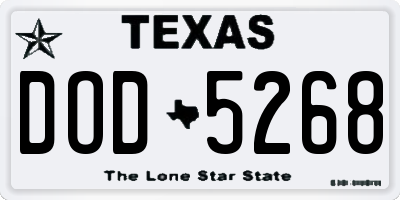 TX license plate DOD5268