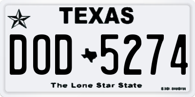 TX license plate DOD5274