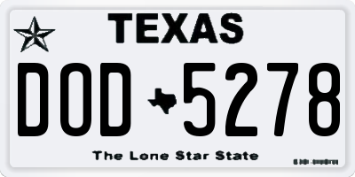 TX license plate DOD5278