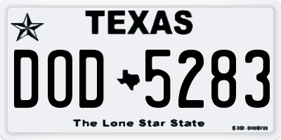 TX license plate DOD5283