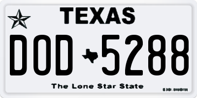TX license plate DOD5288