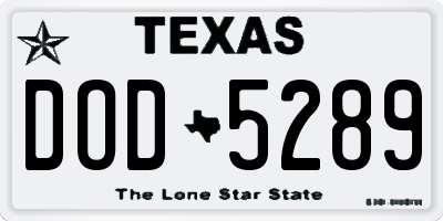 TX license plate DOD5289