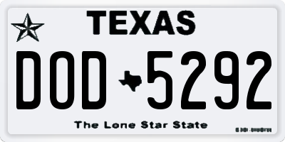 TX license plate DOD5292