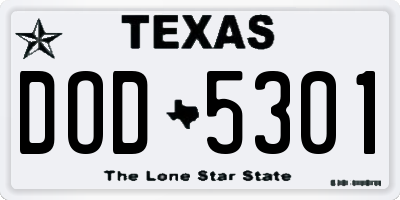 TX license plate DOD5301