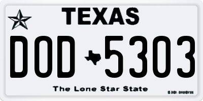 TX license plate DOD5303