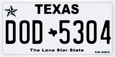 TX license plate DOD5304