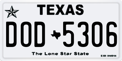 TX license plate DOD5306