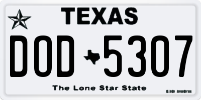 TX license plate DOD5307