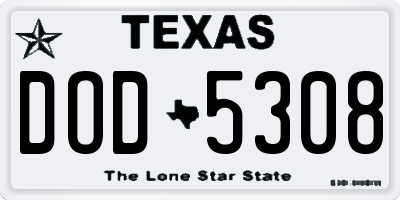 TX license plate DOD5308