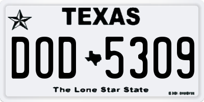 TX license plate DOD5309