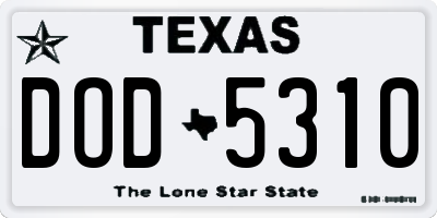 TX license plate DOD5310