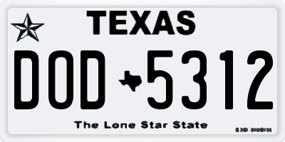 TX license plate DOD5312