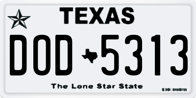 TX license plate DOD5313