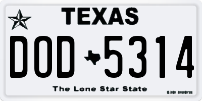 TX license plate DOD5314