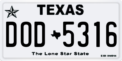 TX license plate DOD5316