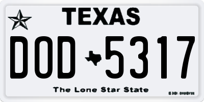 TX license plate DOD5317