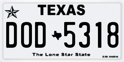 TX license plate DOD5318